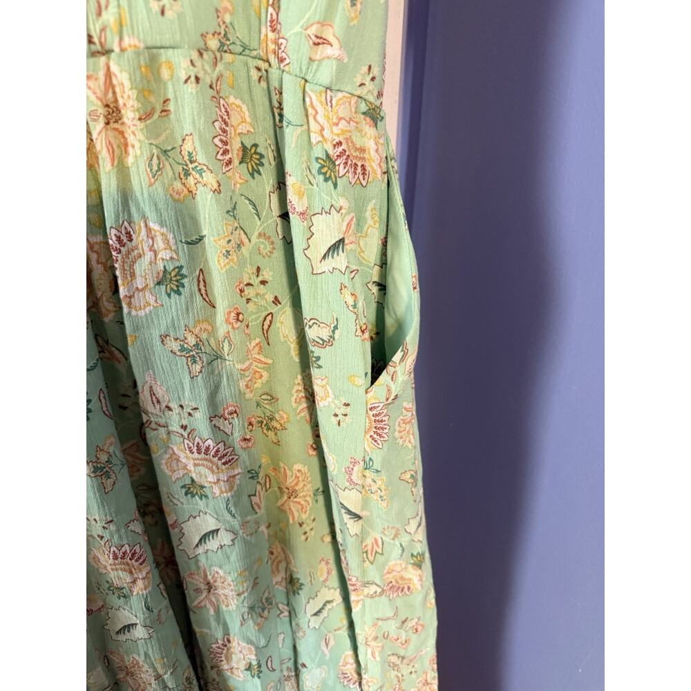 Torrid Maxi Of Shoulder Dress Light Green Floral Spring Princess Fairy Plus 1 - Picture 4 of 7